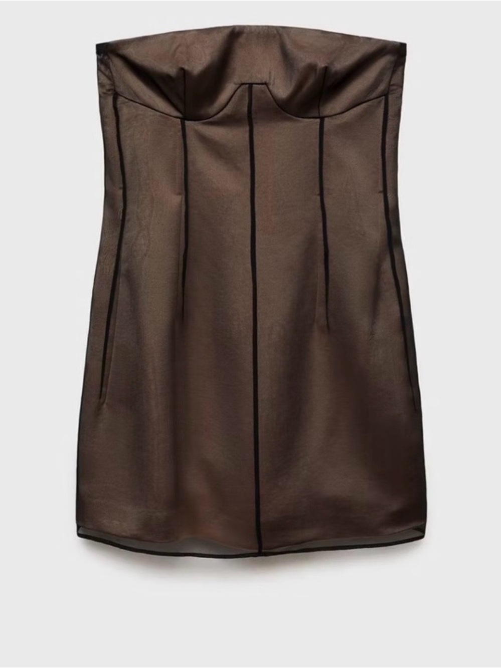 Mango Strapless Sheer Overlay Mini Dress